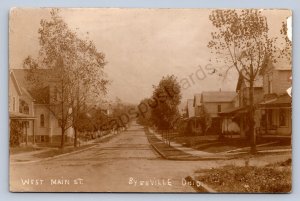 J87/ Byesville Ohio RPPC Postcard c1910 West Main Street Homes   1052