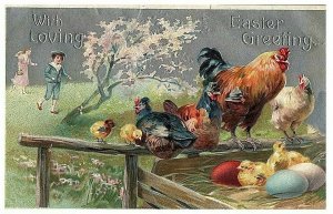 Easter Postcard Printed Germany Greeting Vtg Embossed Early 1900s With Loving 
