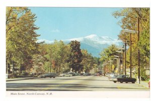 Main Street, North Conway, New Hampshire, Vintage Chrome Postcard, Old Cars