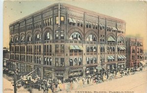 Postcard 1909 Colorado Pueblo Central Block hand colored Winch CO24-2536