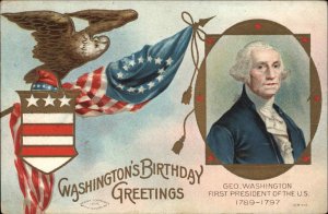 American President George Washington Patriotic Flag Border c1910 Postcard