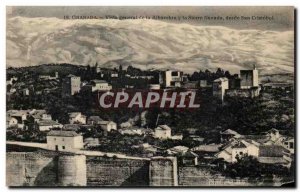 Postcard Old Granada Alhambra Vista General of the Sierra Nevada