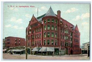 c1910  YMCA Exterior Building Springfield Massachusetts Vintage Antique Postcard