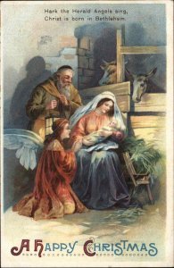 Christmas Nativity Angel with Baby Cesus Mary and Joseph c1910 Postcard