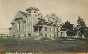 Postcard RPPC Iowa Ainsworth Methodist church #17 Baker 23-10093