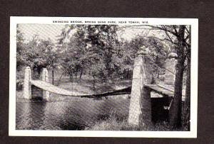 WI Swinging Bridge Spring Bank Park near Tomah Wisconsin Postcard Wis PC