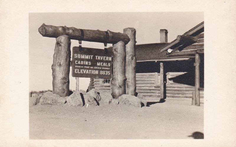 Wyoming Summit Tavern Cabins & Meals Highest Point On Lincoln Highway Real Photo