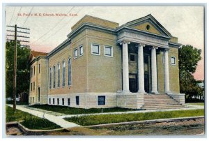 1909 St. Paul's M.E. Church Exterior Building Wichita Kansas KS Vintage Postcard