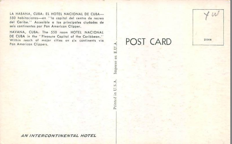 Hotel Nacional de Cuba Havana Cuba Postcard
