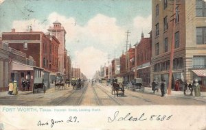 HOUSTON STREET LOOKING NORTH FORT WORTH TEXAS POSTCARD 1909