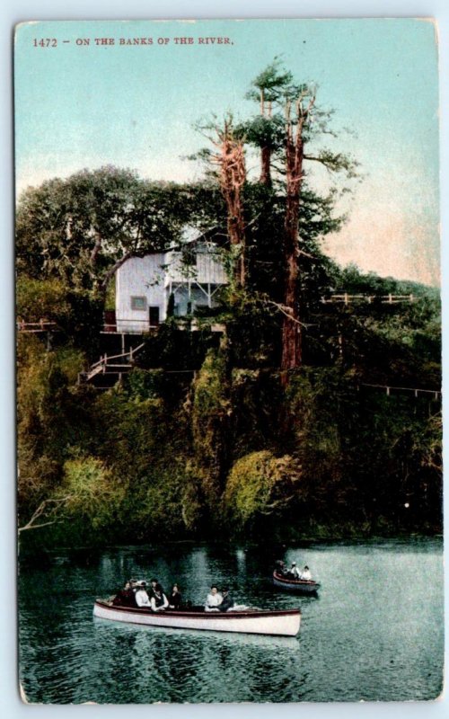 SANTA CRUZ, CA California ~ ROWBOATS on PAJARO RIVER c1910s Mitchell Postcard