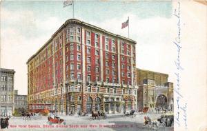 Rochester New York~New Hotel Seneca~Busy Clinton Avenue Scene~1908 Postcard