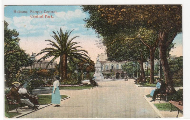 Central Park Parque Central Habana Havana Cuba 1910s postcard