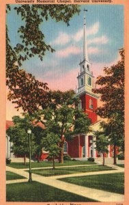 Cambridge MA-Massachusetts, Memorial Chapel Harvard University Vintage Postcard