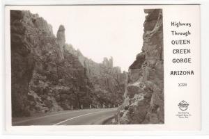 Highway Through Queen Creek Gorge Arizona Frasher RPPC Real Photo postcard