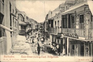 Bridgetown Barbados Swan Street Scene c1910 Vintage Postcard