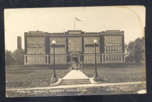 RPPC GRUNDY CENTER IOWA PUBLIC SCHOOL BUILDING 1917 VINTAGE REAL PHOTO POSTCARD