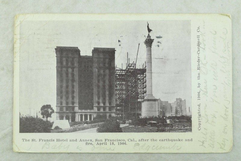 C.1906 San Francisco Earthquake St. Francis Hotel and Annex Postcard P97