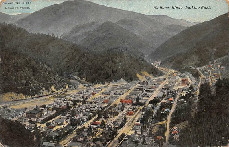 WALLACE ID Bird's-Eye View Looking East Idaho Vintage Postcard 1911