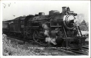 PONTIAC MI GTW No 5630 Railroad Train Old Real Photo RPPC Postcard