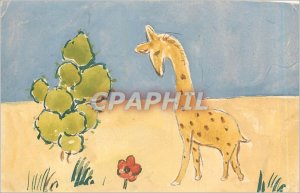 Old Postcard Card Giraffe (drawing hand)