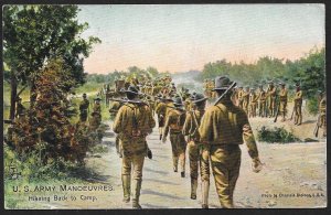 US Army Maneuvers Hiking Back to Camp Used c1910s