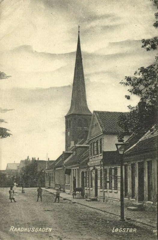 denmark, LØGSTØR, Raadhusgaden, Church (1913) Postcard