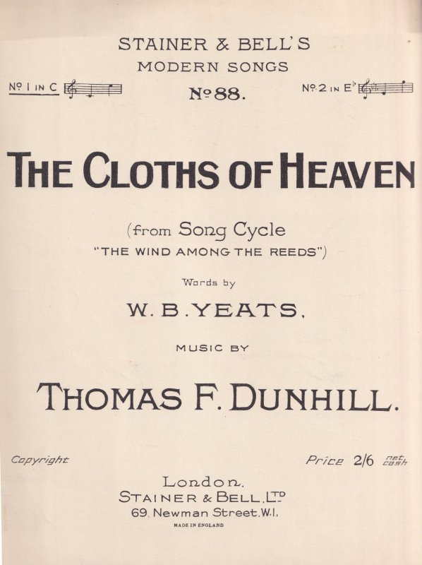 The Cloths Of Heaven Thomas Dunhill Wind Among The Reeds Olde Sheet Music