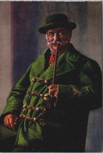 Hungary Men Smoking a Pipe Traditional Clothing Vintage Postcard C096