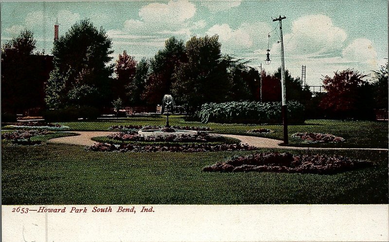 c1900 SOUTH BEND INDIANA HOWARD PARK FOUNTAIN UNDIVIDED BACK POSTCARD 26-68