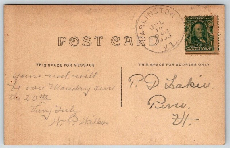 RPPC  Main Street  Arlington  Vermont   Postcard  1908