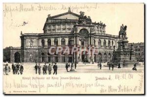 Postcard Old Dresden Königl Hoftheater mit Johann Konig Denkaml