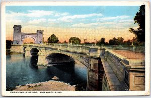 VINTAGE POSTCARD THE EMRICHSVILLE BRIDGE LOCATED AT INDIANAPOLIS INDIANA 1916