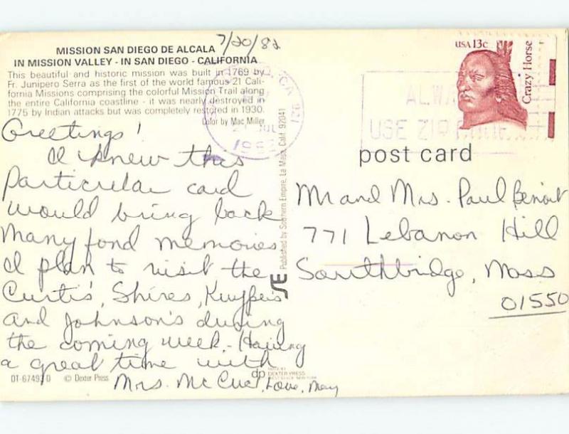 Pre-1980 GREETINGS FROM POSTCARD San Diego California CA ho5722