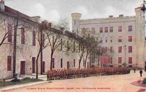 Prisoners Marching Illinois State Penitentiary Prison Joliet IL 1910c postcard