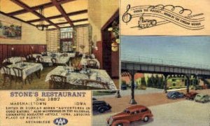 Stones Restaurant, Marshalltown, Iowa, USA Diner 1941 postal used 1941