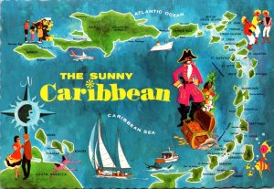 Greetings From The Sunny Caribbean With Map