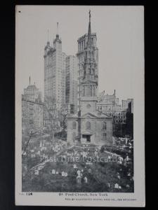 USA: NEW YORK CITY - St. Paul Church c1905 UB