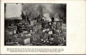 Vtg San Francisco California CA First Day of 1906 Fire Disaster Postcard