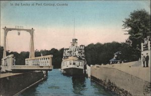 Port Carlin Ontario Locks Ship Steamer c1910 Postcard