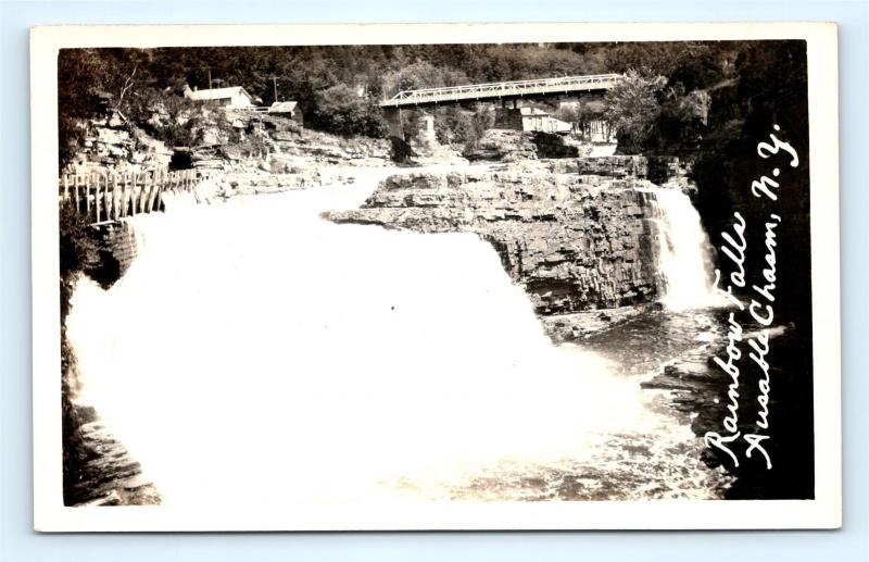 Postcard NY Ausable Chasm Rainbow Falls RPPC Real Photo c1917 R70