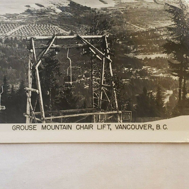 Grouse Mountain Silla Lift Chairlift Skyride Vancouver CB Canada RPPC Postal