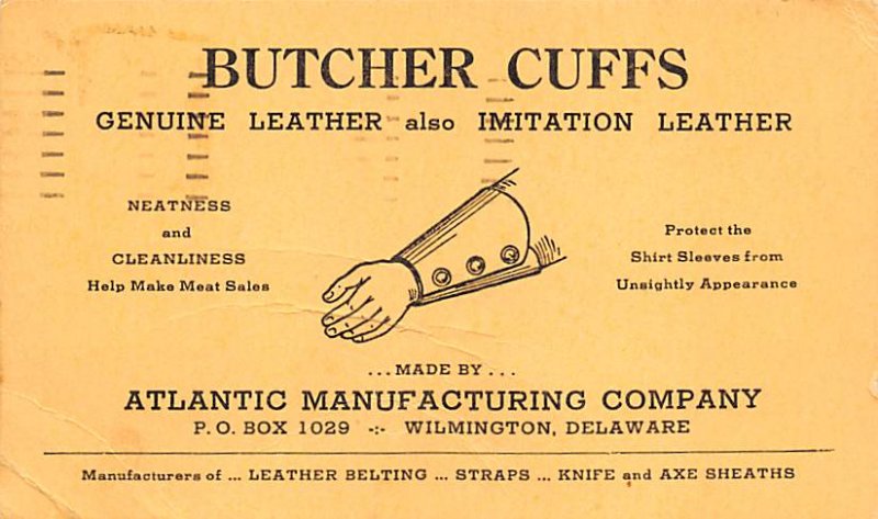 Atlantic Manufacturing Company, Butcher Cuffs Wilmington, DE, USA Advertising...