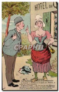 Humor - Illustration - The Mistress of & # 39Hotel - Old Postcard