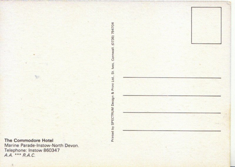 Devon Postcard - The Commodore Hotel - Marine Parade - Instow - Ref 786A