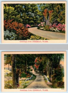 2 Postcards GREETINGS from DISHMAN, Washington WA ~ Spokane County c1940s Linen