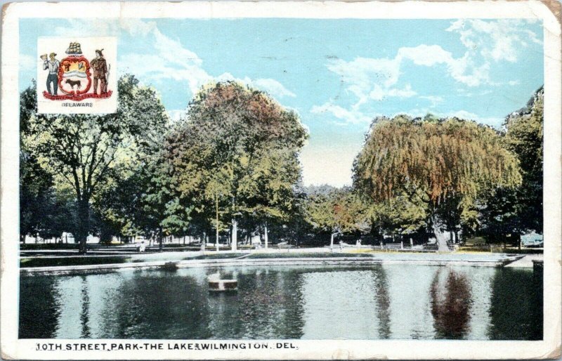 1919 Wilmington DE 30th Street Park The Lake Postcard DO