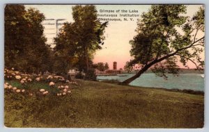 Lake Chautauqua Institution NY Hand Colored PC 1925 Vancouver Exhibition Cancel