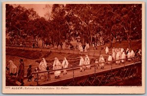 Alger Algeria 1920s Postcard Retour Du Cimetiere El Kebir