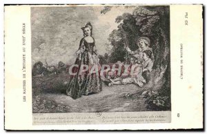 Old Postcard The Master Of The XVIII Century Print At The Work From Watteau